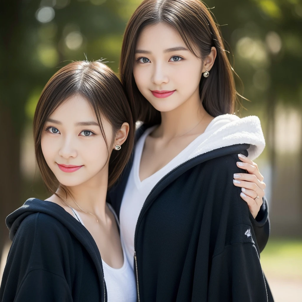 best qualtiy，tmasterpiece，超A high resolution，perfect anatomia,（Fidelity：1.4），RAW photogr，ssmile，2girls，25-year-old female and 8-year-old girl，Women and little girls, Mother and daughter,Gorgeous mother and loli daughter,In the forest,cow boy shot,cinmatic lighting，Parents and children of fashion models，adolable，, (NSFW:1.2)