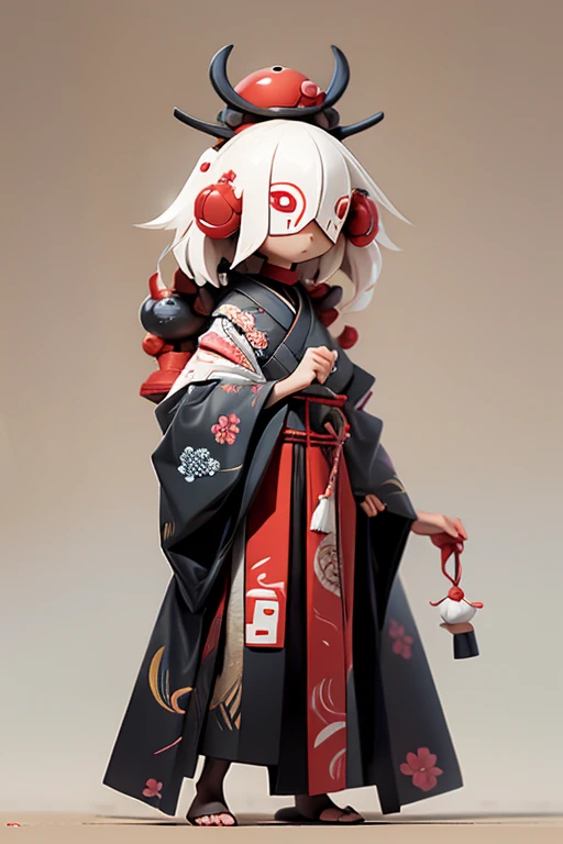 Yokai、Simple design、Primary school students、young、small、height: 130cm、Character portrait 、Simple design、kimono、
