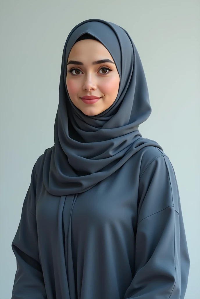 1 Girls, Standing Front House , Background A House And Blue sky, She is Body Goal Perfect A make hijab collor blue , loungh Style Of vivid Photografy 8K Resolations