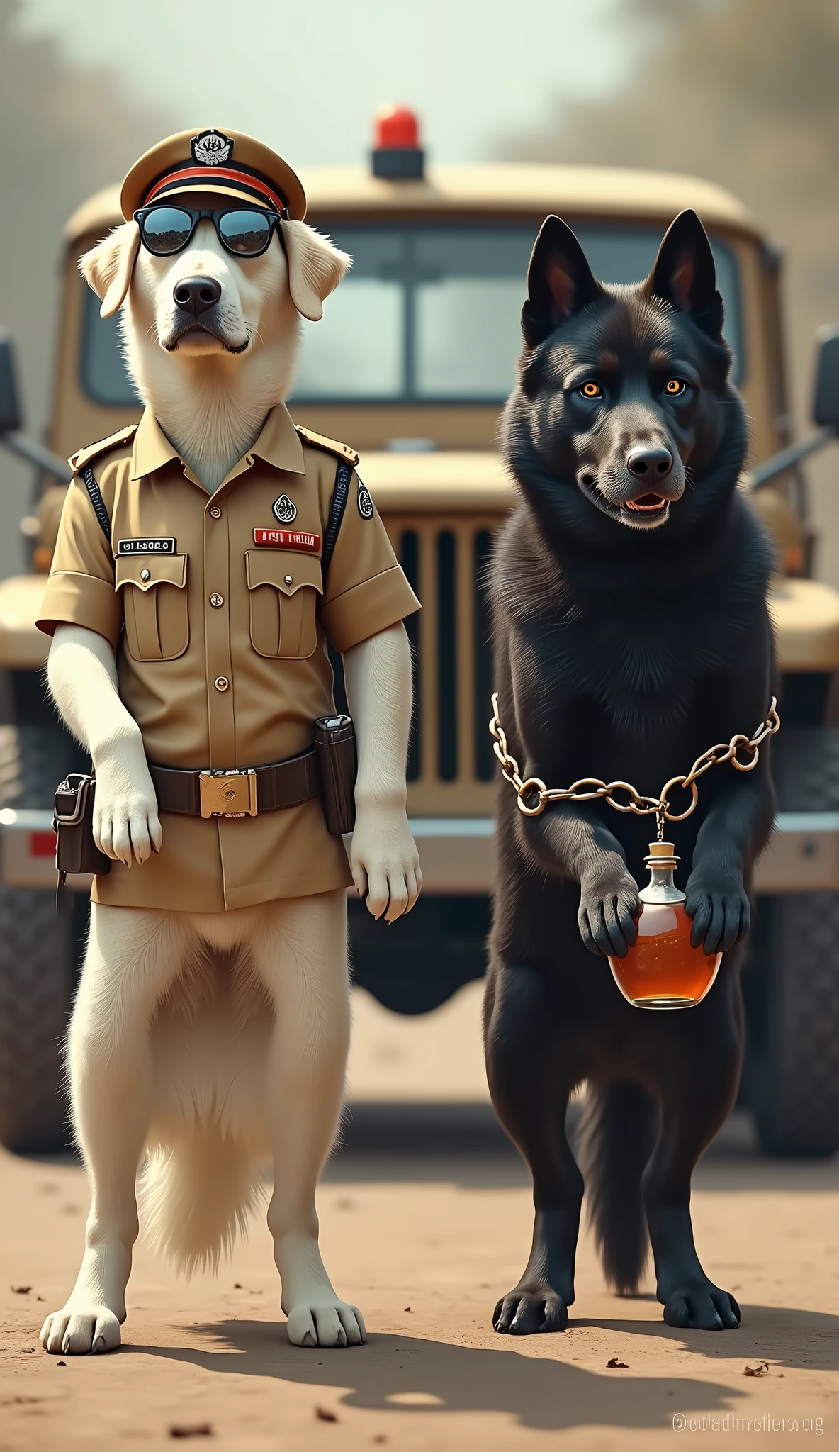 Dog inside a glass of realistic style Milk shake
