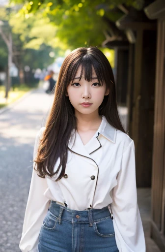 japanese girl,long wavy hair:1.4,light brown hair,diagonal bangs:1.2,black eyes,pale skin,thick lips,pretty face:1.2,cute face:1.3, face:1.6,Round face:1.4,Droopy eyes:1.5,dwarf, petite,height 1.45meters,glamorous 40kg,large breast:1.1,outdoors
,8K,32K,RAW photo,High detail RAW color photo,high resolution,Realistic,Photorealistic, absurdres,(Anatomically correct:1.3),((cowboy shot,knee shot))