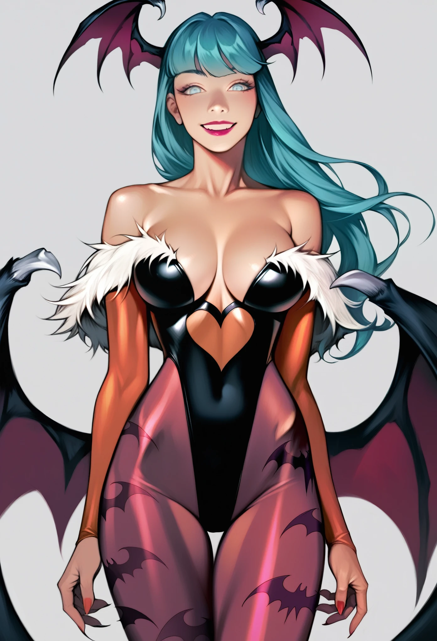 source_anime, score_9, score_8_up, score_7_up, score_6_up, Morrigan Aensland, revealing attire, intricate designs, sly smile, alluring charm, high resolution, high quality, super detailed, sharp focus, ultra realistic, perfect lighting, perfect colors, perfect perspective, balanced composition, award-winning photographer, photo-realistic, ultra realistic
