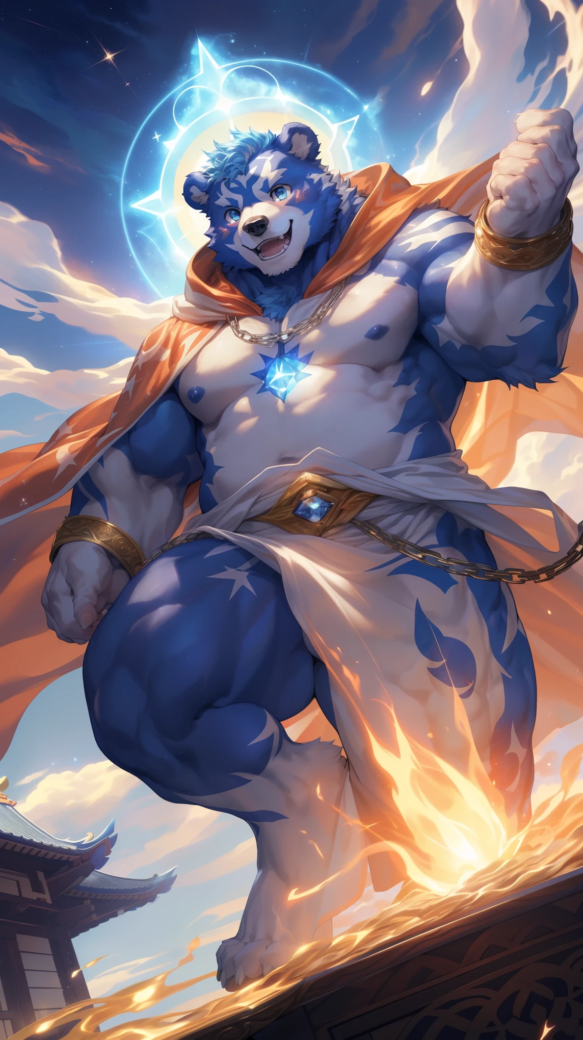 A high-definition, ultra-detailed anime kemono-style hybrid Orca Wolf Goddess (solo) graces the scene, boasting a mesmerizing blue fur that shimmers under the studio lighting. Framed by a stark white underbelly, she is intricately adorned with pink details that accentuate her curvy hourglass body. a grand, flowing large orca tail, exuding an air of confidence and sovereignty. This breathtaking masterpiece is meticulously crafted in 4K and 8K resolutions. Vivid colors burst