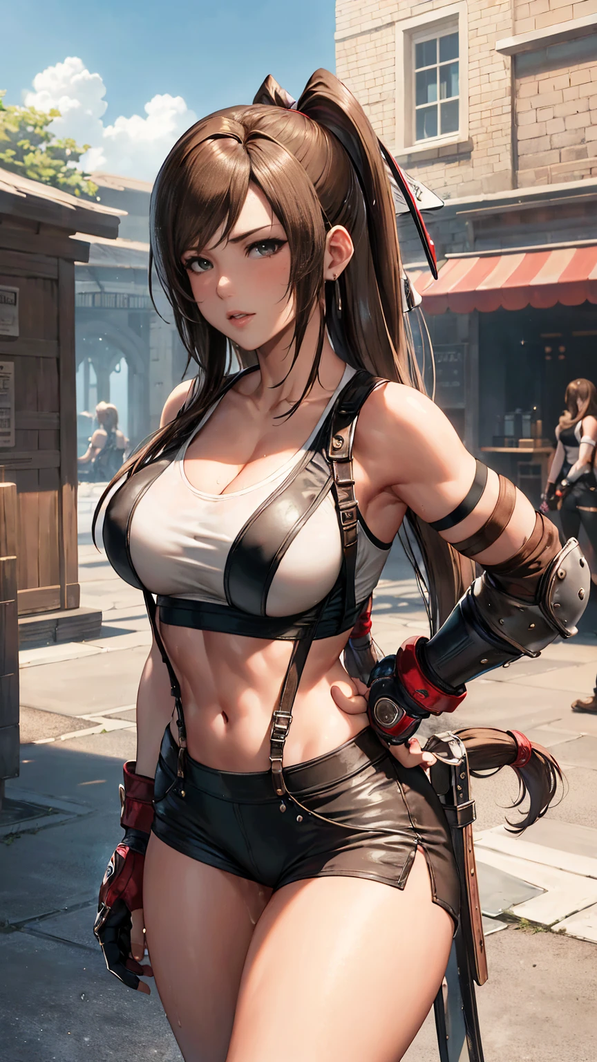 sfw,(Highest quality, masterpiece: 1.1), (Genuine: 1.4), break (((FF7))) ((Tifa:1.2)), break Ultra-detailed face, fine grain,((Light brown hair, : 1.2)),(Outdoor),(Expose),(at last),((Tifa&#39;s Walk)),(((On the chestObscene marks))),(((Wearing a red collar))),(((Pulling on collar and lead))),((Pointed nipples)),Torn Shirt:1.2, break (very good) (No pants) ,((Swollen areola)), (Shiny, Oily skin: 1.4), Around 20 years old, break, ((stringy viscous liquid)), Sensual, ((Love Juice:1.2)), (facial:1.0), (On the chest:1.0),(On clothes:1.4),The Faceless Man,blush,Embarrassed expression;1.3,((On all fours)),((Raise your right leg high)),((Peeing on a telephone pole)),(Dog marking behavior),(Drooling),Estrus:1.3,Trance:1.5,