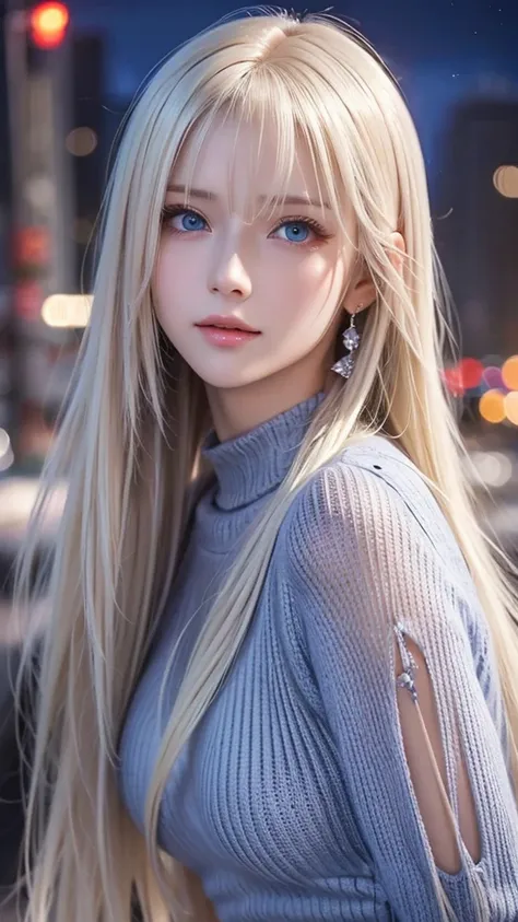 platinum blonde silky hair、masterpiece、best quality、high resolution、highly detailed photos、professional lighting、(((tops)))、bang...