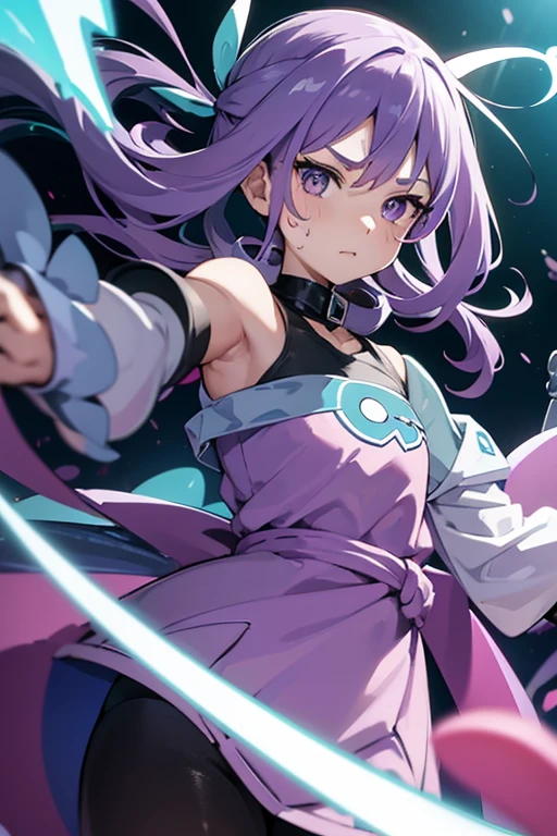 A purple and silver slime drips down.,A Pokemon Trainer with streaks of sweat々prepares to throw a Pokeball.