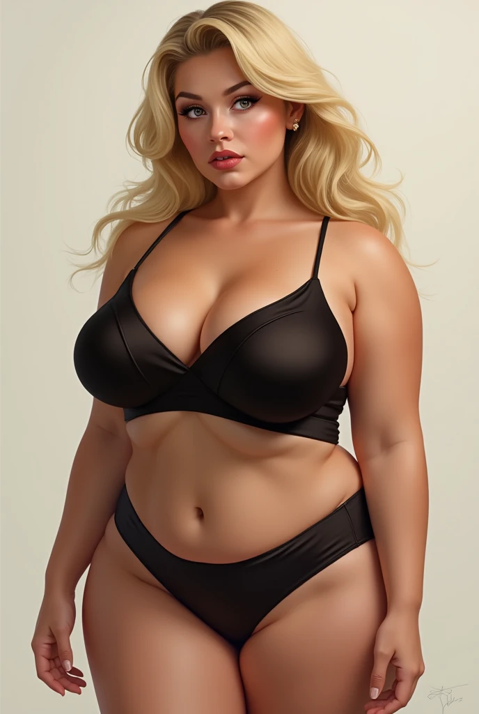 blonde, curvy, ssbbw, Wide hips, thick thighs, curvy, thick, saggy belly, love handles, pose sexy, tight underwear