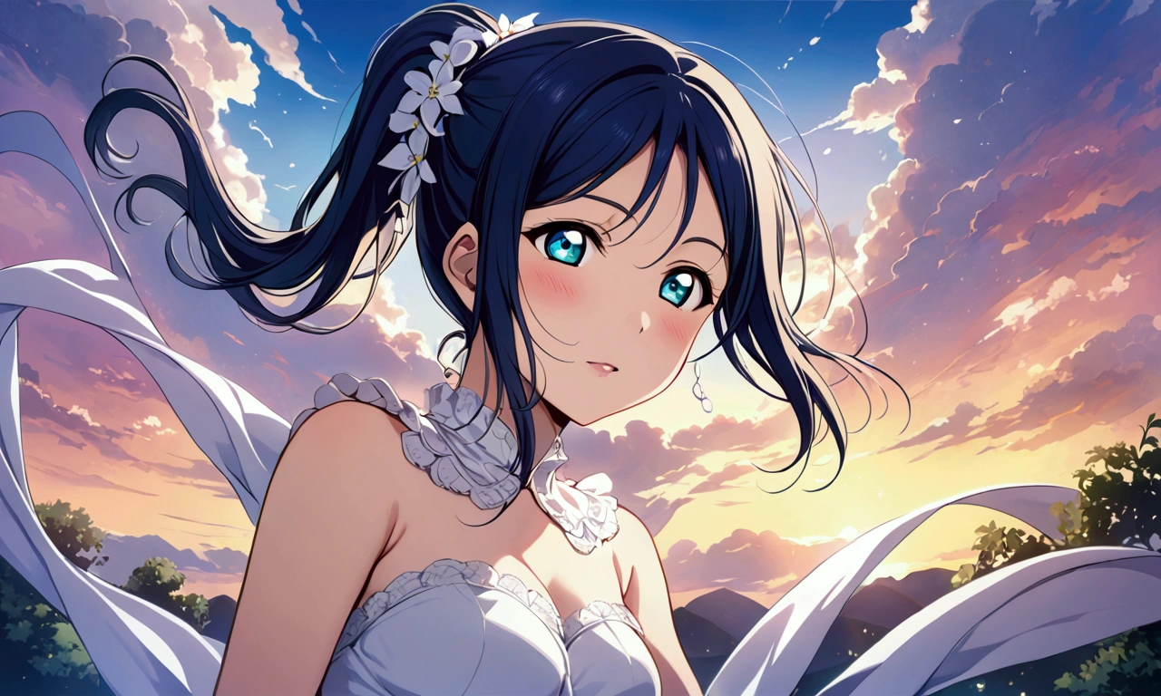 Love Live adult Kanan Matsuura, masterpiece, highest quality, figured, solo, transformed, fantastic background