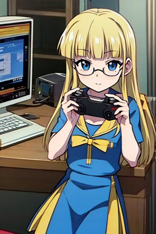 (((Game distribution, PC, live commentary, game console, glasses, otaku, video games)))