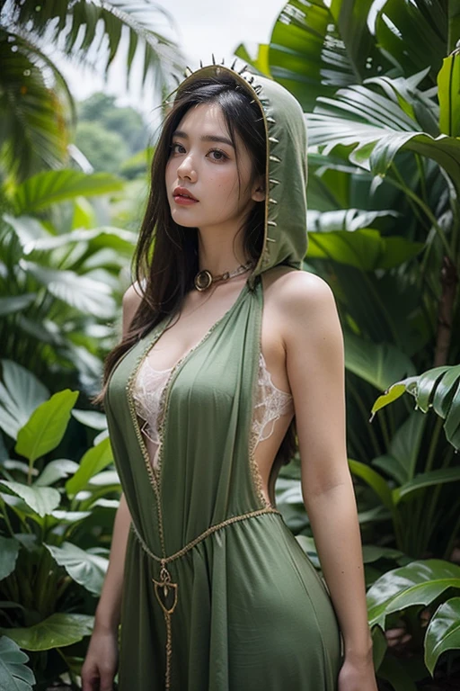photorealistic, masterpiece, photorealistic, high resolution, soft light, hips up, cunt up, blue eyes, blonde hair, long hair, Intricate details EABA, cloaks, green scroll, Ninja, Armor, Godaime Mizukage, Kurenai Yuhi, nude, medium breasts, Konoha forest