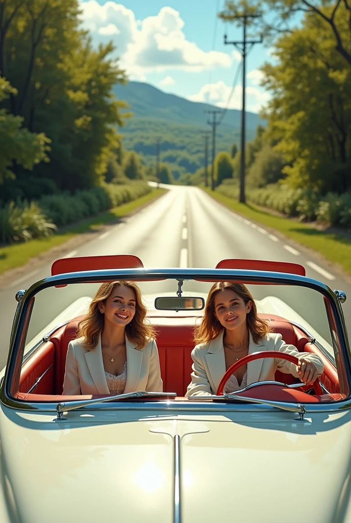 Beautiful women driving a car 