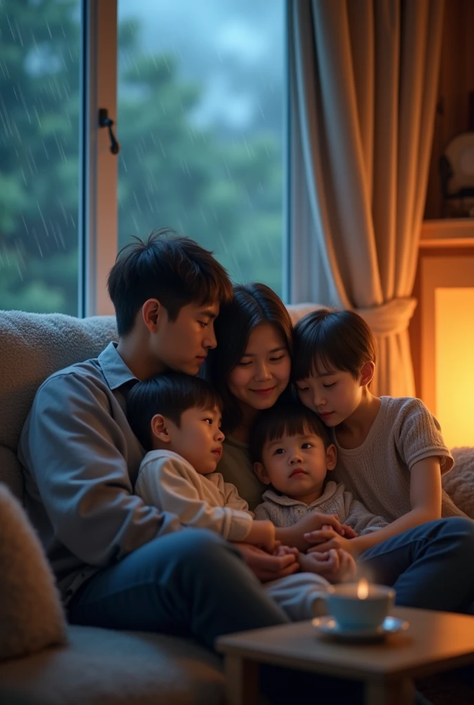 Mid-Autumn Night,The moon hangs high,Family group