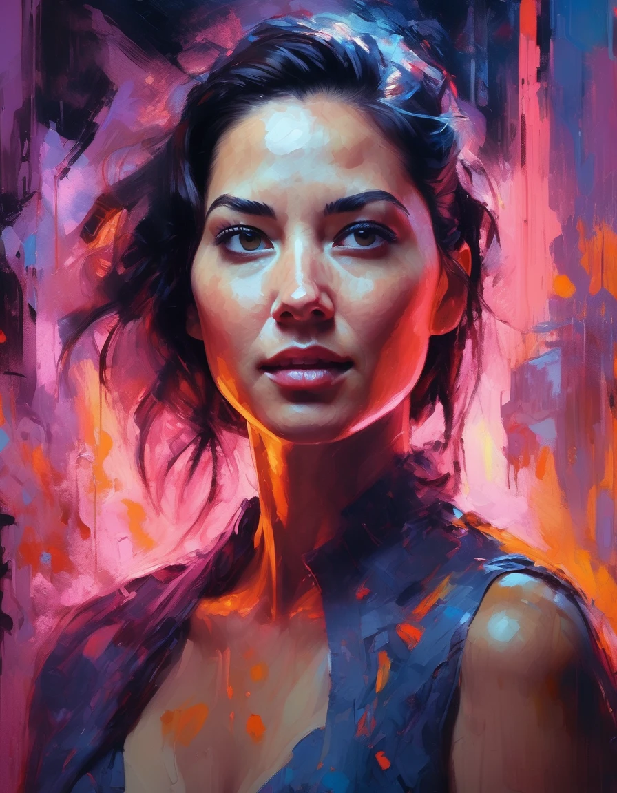 ((olvmnnpsy, curvy, plump woman looking straight into the camera, smiling)), art: Henry Asencio, close-up, lava lamp captured in ultra-realistic style, posing in the undulating glow of a neon atmosphere reminiscent of Syd Mead's futuristic aesthetic, the lava inside the lamp seamlessly morphs, soft focus background, neon glow, digital painting, dramatic lighting , artstation trend, sharp focus, studio photo, intricate details, high detail,