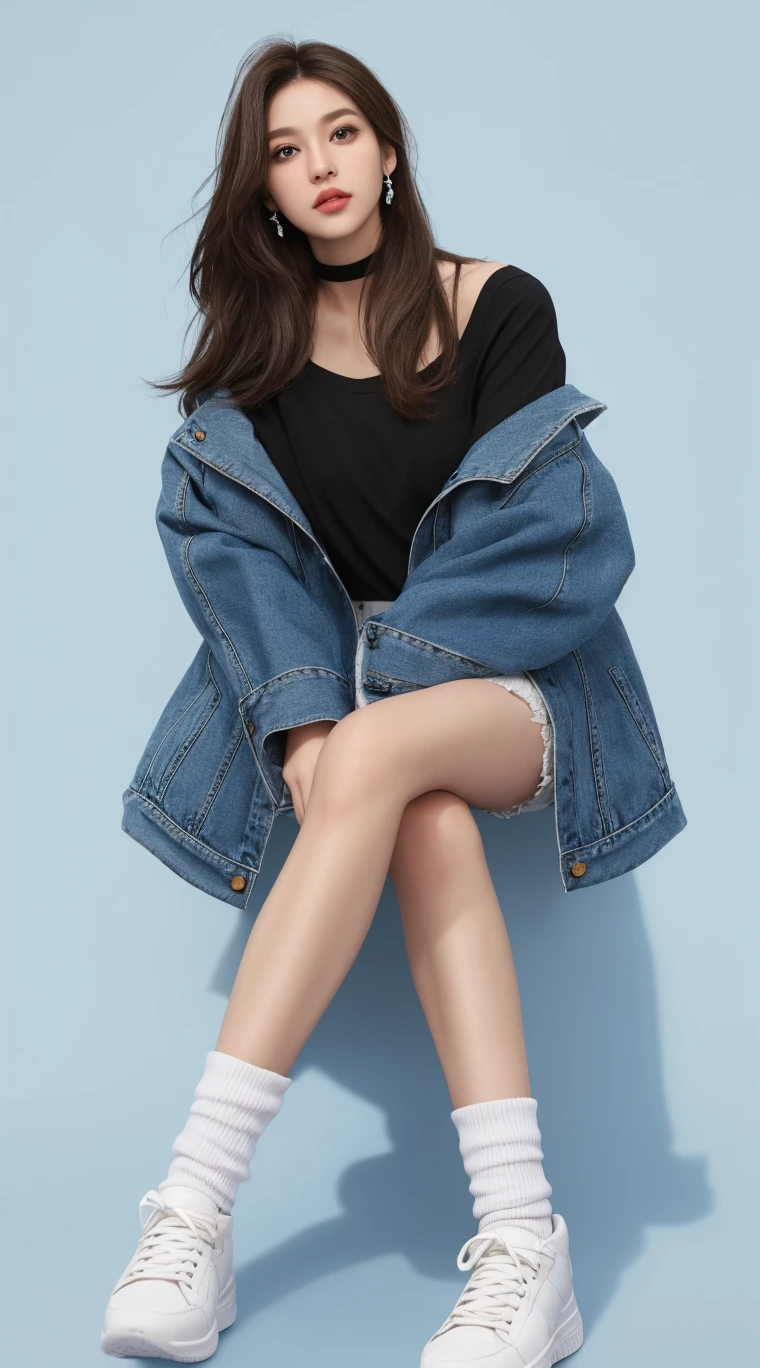 (masterpiece, finely detailed beautiful legs: 1.2), (in the bedroom, lower body photos, Converse high-top canvas shoes with black pantyhose and canvas hot pants, wear a collar around the neck, gray tank top), volumetric lighting, latex choker, high top sneakers, canvas boots,black pantyhose, gray canvas hot pants, gray sports bra, denim shorts, hyper detailed, highly detailed, beautiful, small details, ultra detailed, best quality, sharp, digital illustration, detailed, realism, 4k, 8k, trending on artstation, good anatomy, beautiful lighting, award-winning, photorealistic, realistic shadows, realistic lighting, beautiful lighting, raytracing, intricate details, moody, rule of thirds, masterpiece, (illustration:1.1), highres, (extremely detailed CG, unity, 8k wallpaper:1.1), ultra realistic, masterpiece, bokeh, extremely detailed, intricate, zoomout, colorful, vibrant colors