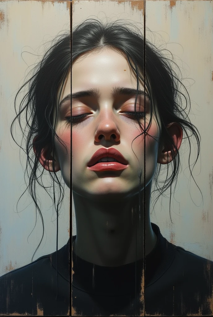 there is ugliness in beauty, But there is also beauty in ugliness. in the style of adrian ghenie, tente Andrews, Jenny Saville, Eduardo Hopper, Surrealism, Black Art by James Jean, takato yamamoto, Minimalist punk ink. Tim Burton style. Gothic.