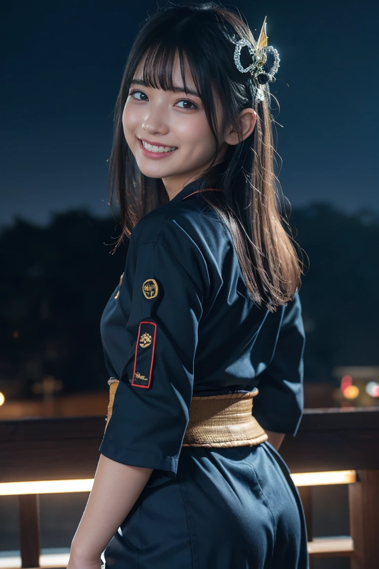 (8k, RAW Photos,Best Quality, High resolution:1.1), (Ultra-realistic:1.4),(Realistic, Realistic:1.3),The Beauty of Japan、entity1.5,miko_clothes1.3、((smile:1.3))、Butt:1.2、Hair accessories、Night Sky、Awards、Cinema Lighting、Octane Rendering、Unreal Engine、Volumetric DTX、wallpaper、