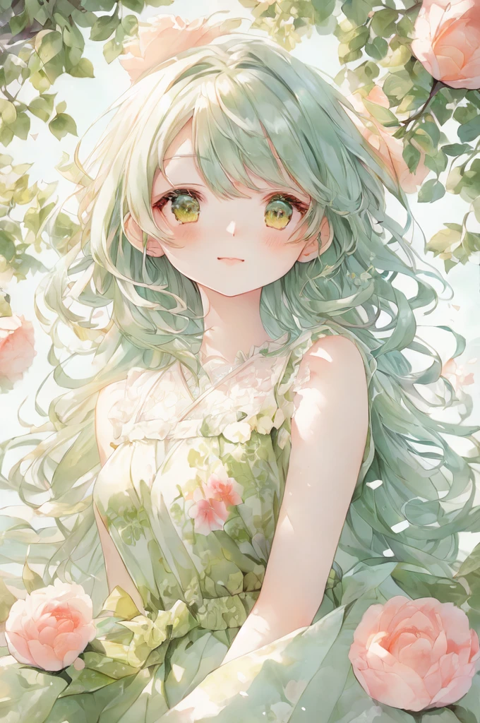 anime girl with long green hair and green dress sitting in a tree, detailed digital anime art, beautiful anime portrait, beautiful anime art style, beautiful anime girl, cute anime girl portraits, soft anime illustration, clean detailed anime art, anime illustration, cute natural anime face, beautiful anime artwork, digital anime illustration, beautiful anime style, detailed anime art, detailed portrait of anime girl