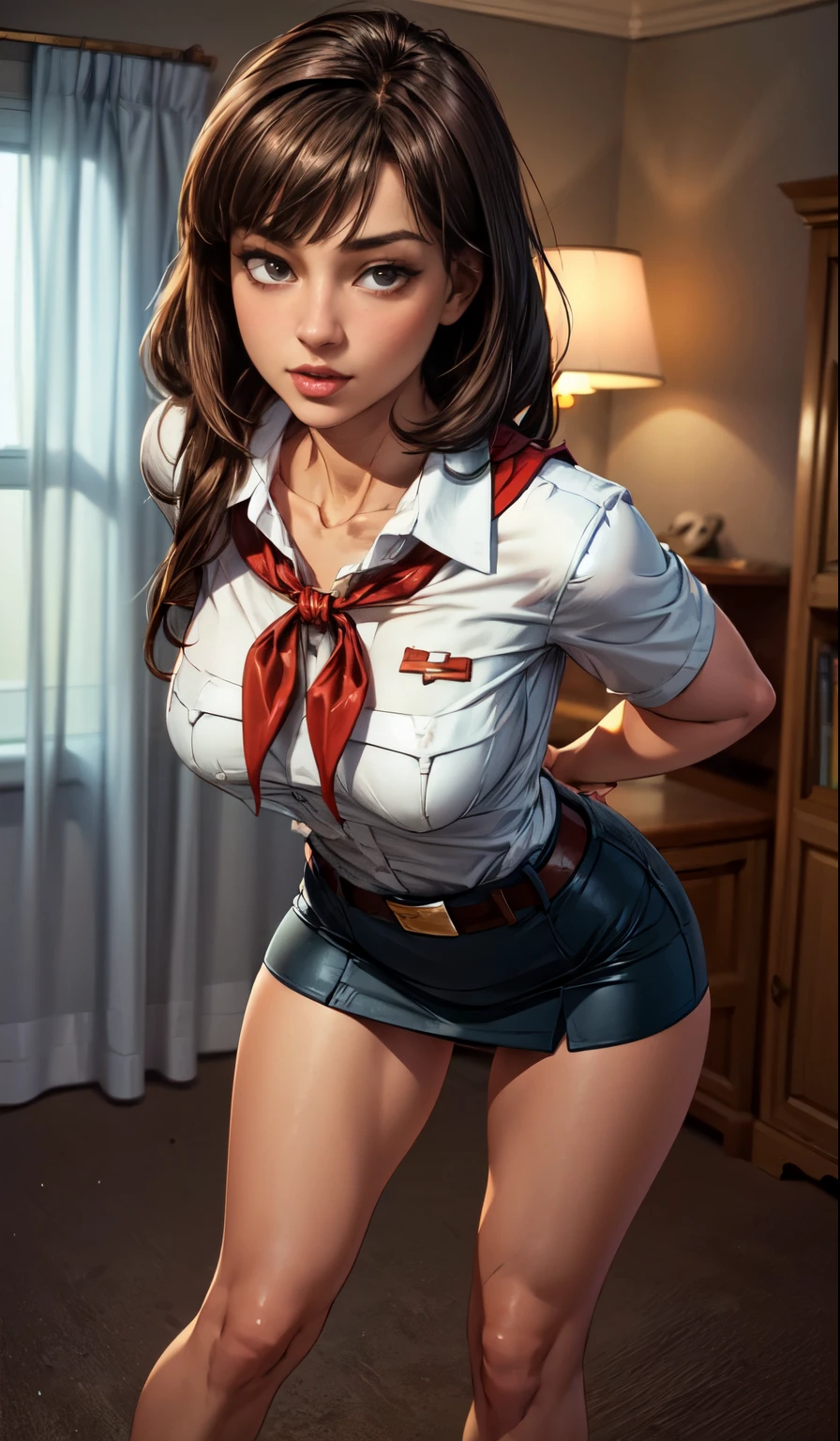 Elizabeth comstock, (nurse uniform: 3), big breasts, serious look, epic pose, heroic, red lipstick, (8k, RAW photo, best quality, masterpiece:1.2),ultra-detailed, (high detailed skin:1.2), 8k uhd, dslr, soft lighting, high quality, upskirt, (white panties: 3), (visible panties: 2), (lifting her skirt: 2), (spreading her legs: 1.2), (big boobs: 2.5), (kick in the air: 2),