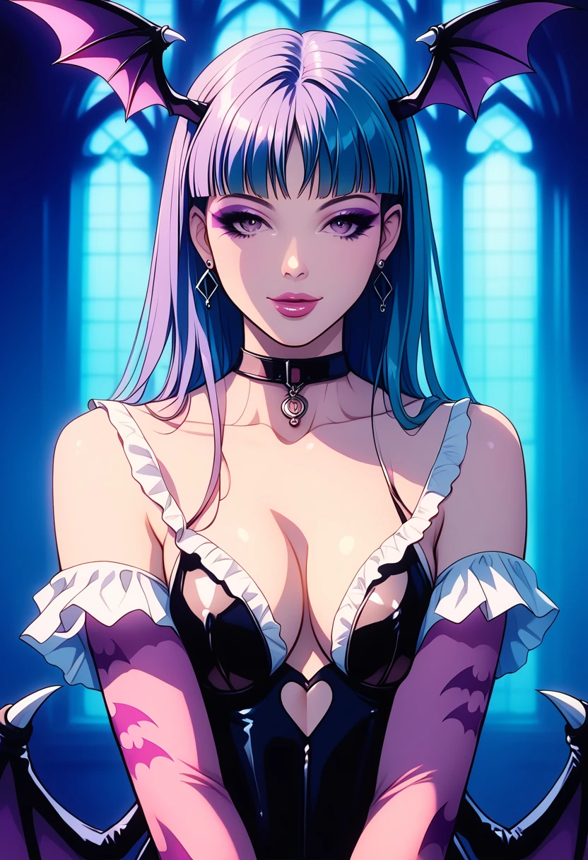 source_anime, score_9, score_8_up, score_7_up, score_6_up, Morrigan Aensland, revealing attire, intricate designs, sly smile, alluring charm, high resolution, high quality, super detailed, sharp focus, ultra realistic, perfect lighting, perfect colors, perfect perspective, balanced composition, award-winning photographer, photo-realistic, ultra realistic, high resolution, high quality, ultra detailed, super defined, sharp focus, crisp lines, ultra realistic, perfect lighting, perfect composition, perfect proportions, perfect perspective, perfect colors, perfect mood
