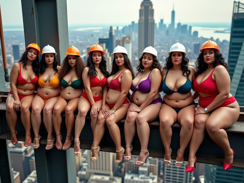 multiple girls, Giant娘 art, 非常に詳細なGiantショット, Giant, short hair, Giant woman bigger than a skyscraper, wearing rimless glasses, big breasts, big ass, bikini swimwear, Play with micro aircraft carriers and battleships in the land of dwarfs., full body description, GTS, giga Giant娘, Giant娘, crashed warship, small warship, micro warship, High resolution, highest quality, masterpiece,