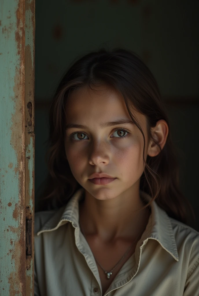 (((best quality))), high detail, depth of field, Focus: 1.2, postapocalyptic 10 years old girl with cat, weary eyes, fine eyes, big eyes, tattered and rotted clothing, Hair is unkempt and tangled, skin is marred with grime and dirt, abandoned, gloomy room with a broken window, detailed face and eyes is sad and scared, ((masterpiece)), (realistic photo:1.5), (((high resolution illustration))), (((extremely detailed))), dramatic shadows, cinematic