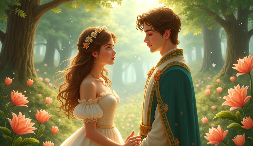 princess and prince meeting in the forest
