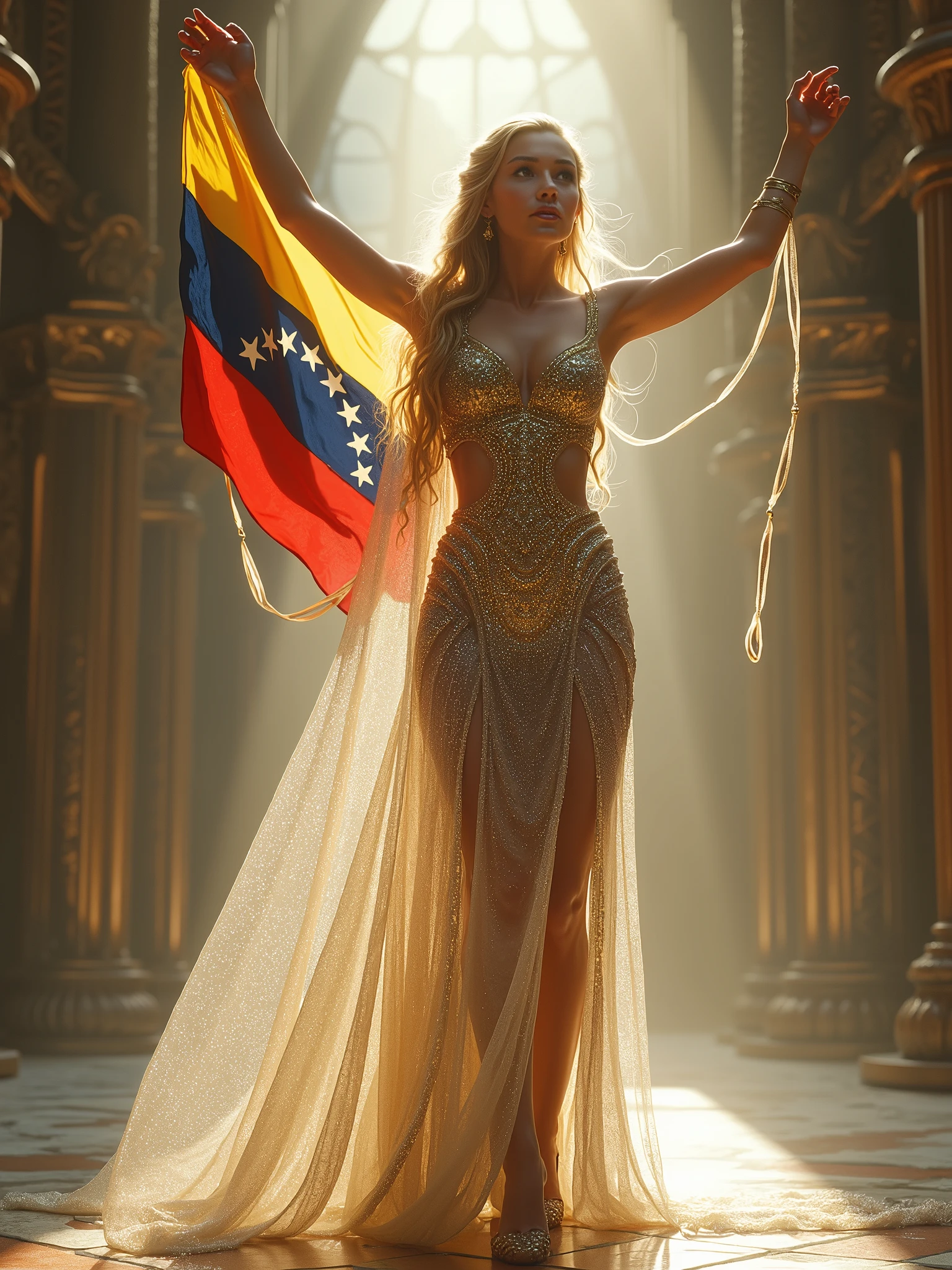 Magnificent detail, 8K Photos, hyper- realism, realistic background, visual depth, wide angle lens, professional light, all-body. {The scene shows a natural blonde princess of 25 years old, delicious, walking through a poor city in Haiti, observing all the misery of the place and some black men working shirtless on a construction site.} {The Princess is dressed in traditional clothes of a princess from the medieval era and a small traditional princess crown made of silver and with precious stones.. Their expressions are remorseful, but she seems to start to liven up when she looks at one of the black men} {the black men are visibly poor, Poorly dressed, thin, but with muscular bodies. They pause their manual labor and express sexual attraction to the princess}. The princess's clothes allow you to perceive the curves in her delicate body.
