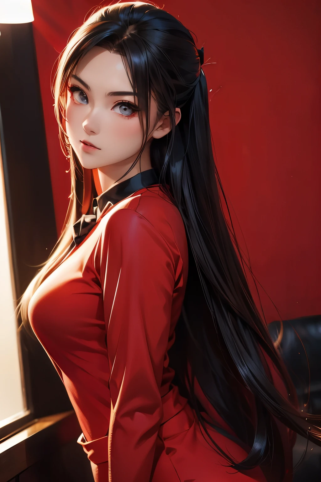 a close up of a woman in a red dress posing for a picture, Extremely detailed Artgerm, beautiful and seductive anime woman, trending at cgstation, trending on cgstation, Art germ. anime illustration, Ruan Jia and Artgerm, 8K high quality detailed art, inspired by Park Hua, Art germ. High detail