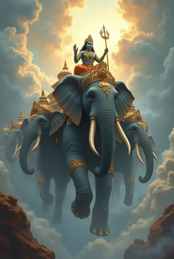 Ravana Abducting Sita: Depict Ravana's chariot flying away with Sita, who looks distressed, while Rama and Lakshman watch from a distance.