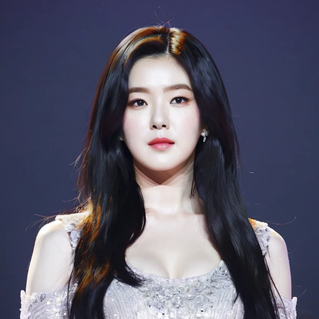 a photo of irene, Ohwx Woman, on stage singing, Black hair, The best quality, Beautiful face 