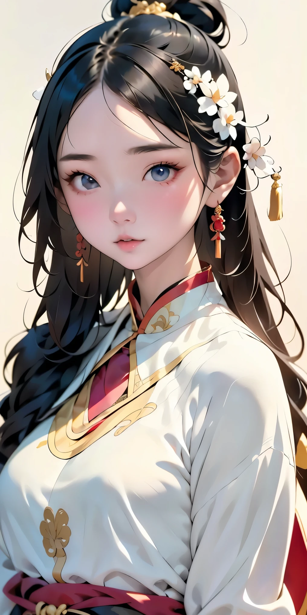 girl, Chinese Costume, whole body, sunlight, Beautiful Skin, Clean white background, masterpiece, Super detailed, A magnificent creation, Ultra HD, high quality, Very detailed, Official Art, 8K wallpaper, Super detailed, 32K
