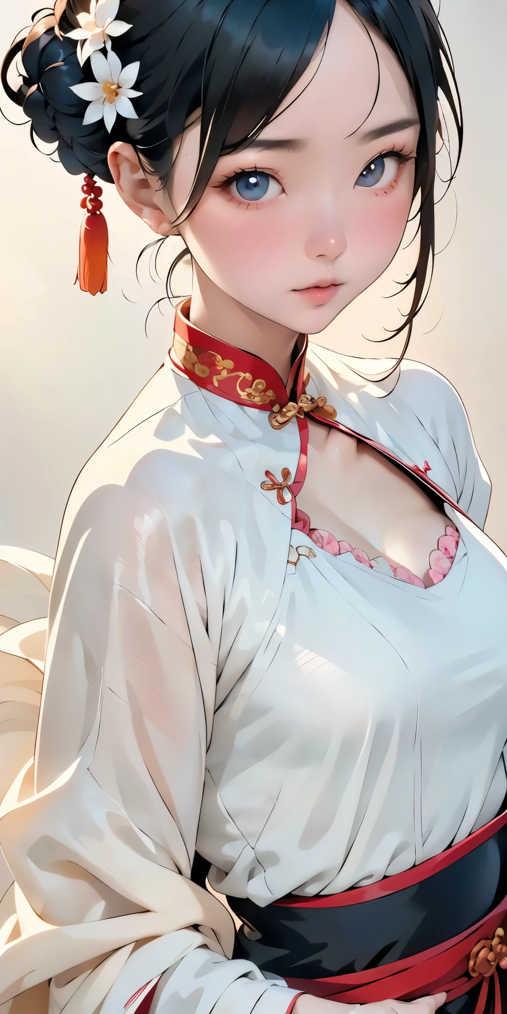 girl, Chinese Costume, whole body, sunlight, Beautiful Skin, Clean white background, masterpiece, Super detailed, A magnificent creation, Ultra HD, high quality, Very detailed, Official Art, 8K wallpaper, Super detailed, 32K
