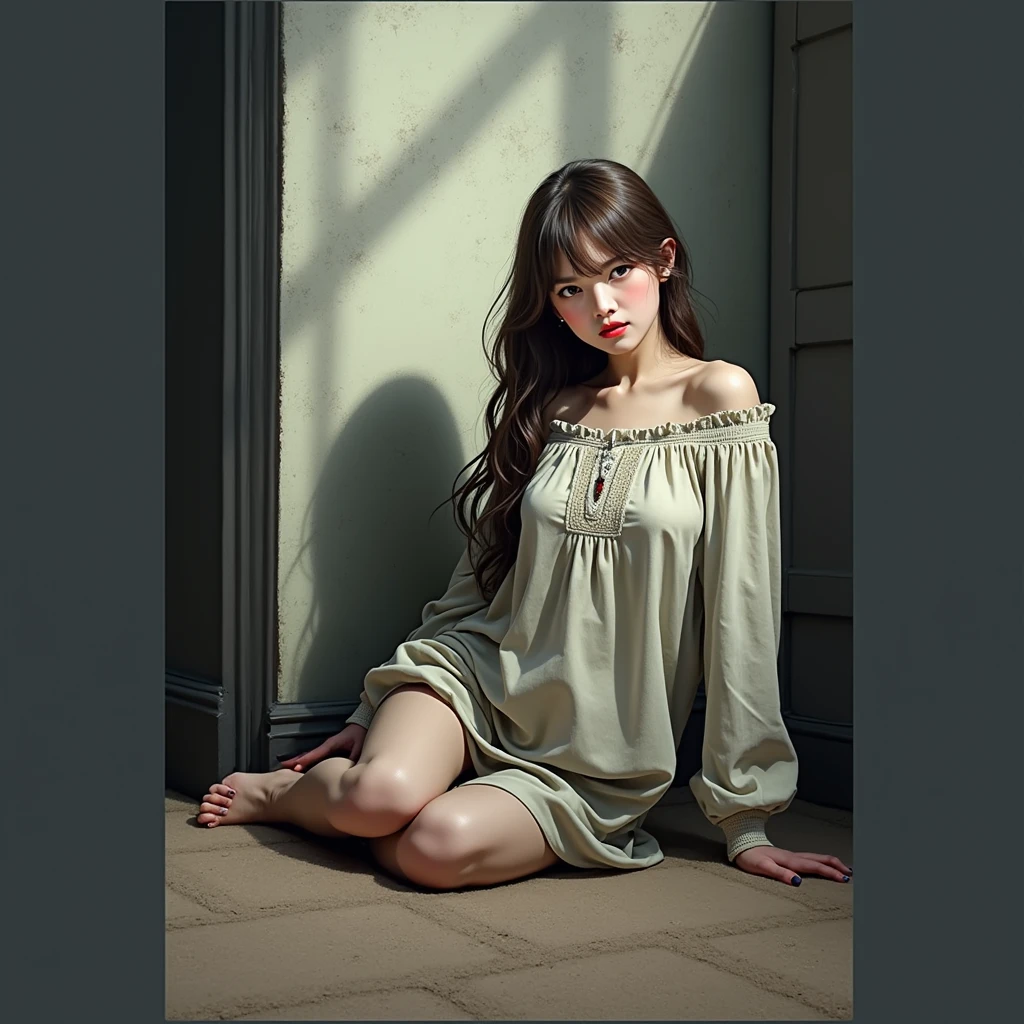 whole body,High resolution,In 4K,Super detailed,Intricate details,Beautiful Faces,,girl,Slender,shadow, High Contrast,reality,Real,Hola,Perfect Face, Perfect hands, Perfect Legs,Small breasts,front,Both knees,Leg spread,private,tears,Looking into the camera,sexy,share,Chair,Japanese,secret,Raw photo,Girl