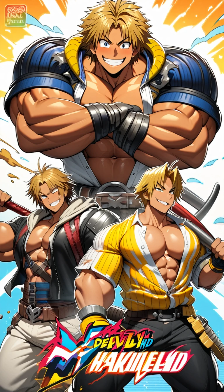 Highest quality,Huge muscles,Full Color,tidus,Massive ,smile wickedly,Open shirt,Shake hard,Devil&#39;s Wings and Tail,Normal position,(((Huge erect penis))),Rubber Suit,Magic circle tattoo,Sex,2boys,((Zoom out,Full body photo)),Stick your tongue out,The devil enters the body,(((アナルSex,Normal position)))