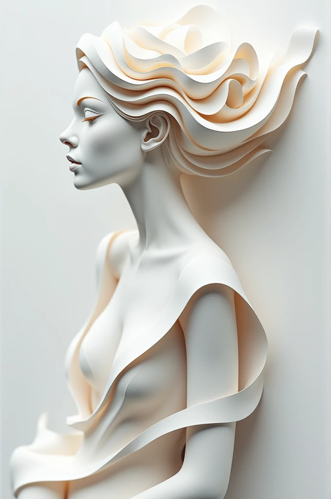 Dessin d'une sublime figurine 4D qui se dessine elle même, style encre uhd époustouflante et à couper le souffle, effet volumique qui semble sortir de la feuille de dessin, ((his left arm like a plaster sculpture comes out of the sheet and takes shape itself)) couleur sublime romantique