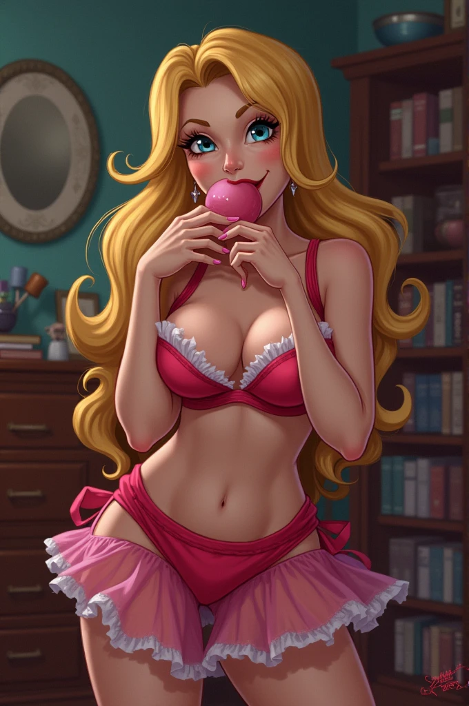 ((Gender male)), ((body female))，20 years old，Huge breasts， solo，Sexually revealing ((pink dress)), ((red glossy lips)), (((one small penis, from the front))), long flowing ((blonde)) hair， Bare genitalia， lying on her bed，Bigchest，Wet straight hair，Sweat profusely，drenched all over the body， From the front side， hair straight， mostly cloudy sky，（（（masterpiece))），（Very detailed CG unity 8K wallpaper），best qualtiy，（Eye focus， sface focus， Character focus， close-up face：1.2）， （Dutch angle， cowboy lens：1.3）， （Guido Daniel's hand：1.4）， flat bangs， colorful refraction））））， BREAK BREAK BREAK， （PureErosFace_V1：0.4）， （ulzzang-6500：0.6），detailed background，beatiful detailed eyes，Bright pupils，（Very fine and beautiful），（Beautiful and detailed eye description），ultra - detailed，tmasterpiece，）），facing at camera，A high resolution，ultra - detailed），Beautiful legs and buttocks，Very long hair，legs are open，Emotive expressions，Open-mouthed，Chest sagging，nakeness， Bulge，Expose the genitals，revealing breasts，Camel toes，with no underpants，extremely large bosom，Extremely colorful，Most detailed，fully body photo，The face is well lit