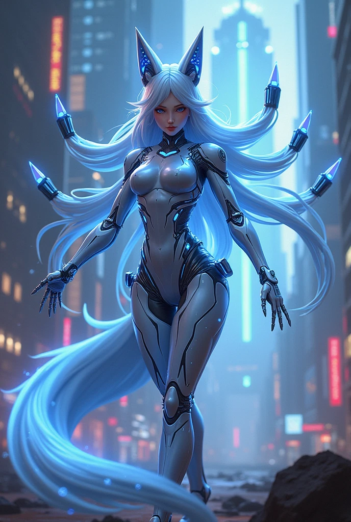 ((masterpiece, best quality):1.3) a girl, (translucent skin:1.4), tron circuit, wearing ((high-tech metal alloys intricate to the body)), (micro shorts and bustier made in biotechnology with tron circuits intricate), (extremely detailed image with rich colors)