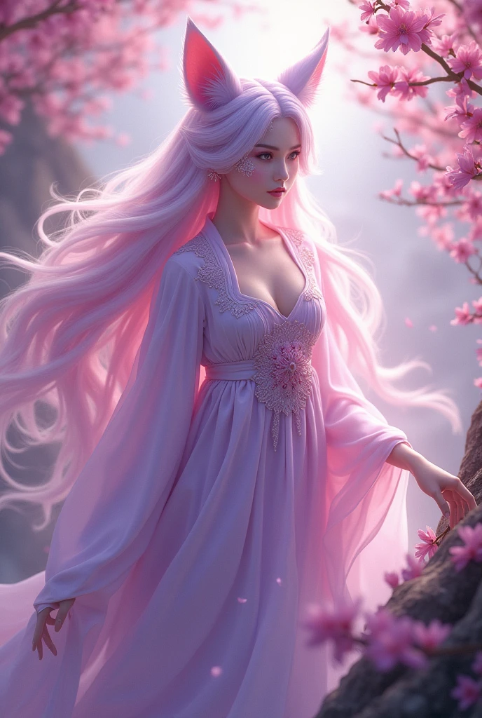 Woman with long pink hair and flowers in hair, beautiful fantasy art, mysterious beauty, beautiful fantasy art portrait, very beautiful fantasy art, beautiful fantasy maiden, fantastic fantasy, fantastic fairy tale, beautiful fantastic portrait, fantasy beautiful, very beautiful digital art, breathtaking fantasy art, amazing fantasy art, beautiful digital art, Beautiful and gorgeous digital art, beautiful elven princess, beautiful fairy