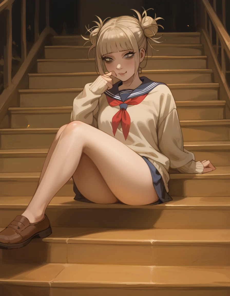 Himiko Toga being penetrated and spreading her legs on some stairs