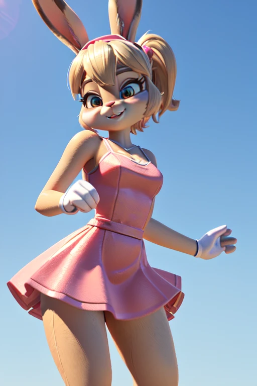 a close up of a cartoon bunny with a pink dress and a pink headband, cute 3 d render, lola bunny fanart, adorable digital painting, cute cartoon character, judy hopps from zootopia, cute anthropomorphic bunny, animation character, judy hopps, cute character, 3 d render stylized, bunny girl, 3 d cartoon, cute! c4d female sara rabbit hot rod transformerz last knight style 