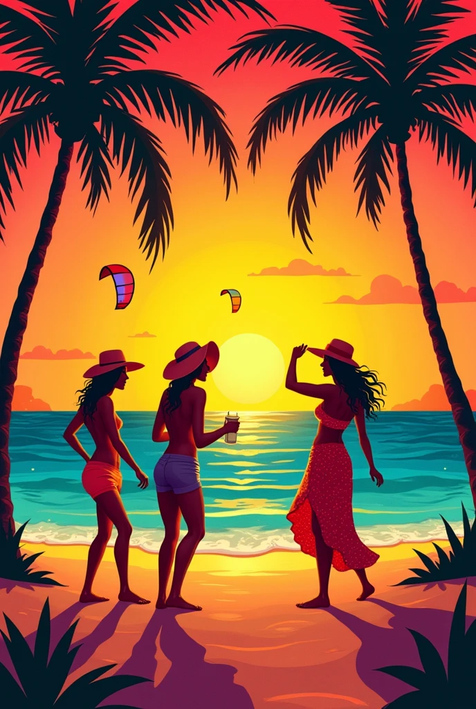 bikini babes, surfers. full body shot, female, clyde caldwell