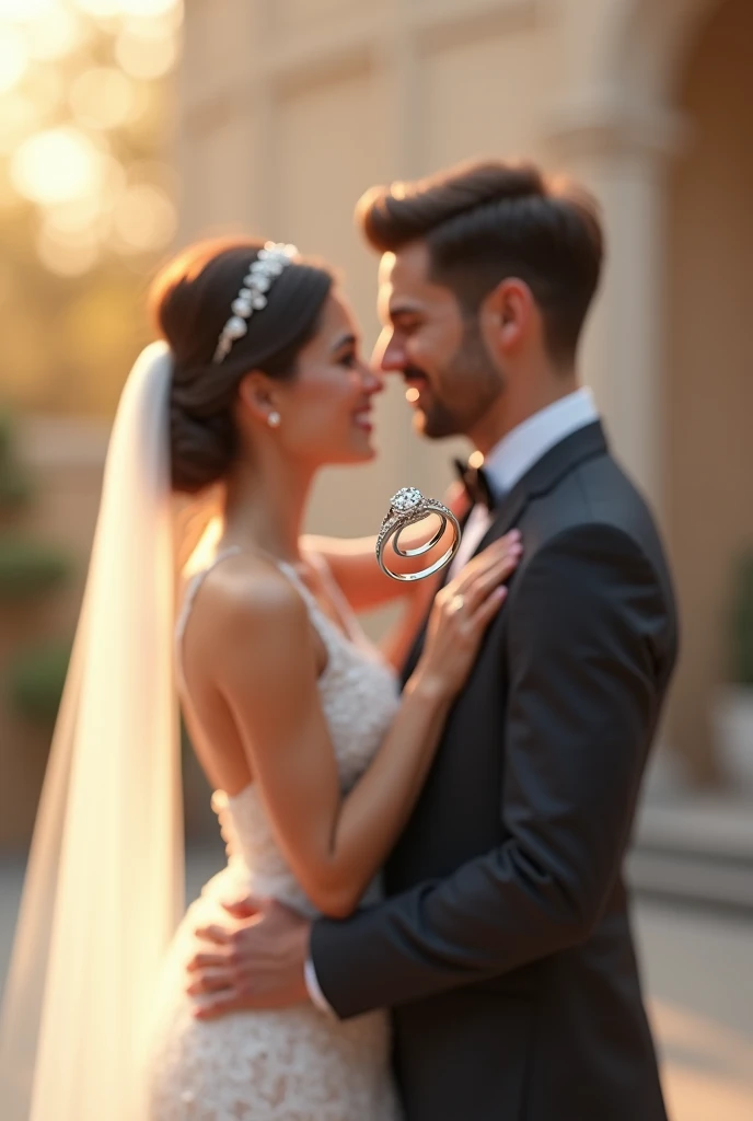 detailed portrait of a man proposing marriage to a sexy cleavage busty woman, man holding wedding ring, woman with emotional and smile expression, couple in romantic setting, beautiful hot and sexy dress on woman, warm lighting, cinematic composition, dramatic shadows, photorealistic, highly detailed, (best quality,4k,8k,highres,masterpiece:1.2),ultra-detailed,(realistic,photorealistic,photo-realistic:1.37),HDR,studio lighting,extreme detail description,professional,vivid colors,bokeh