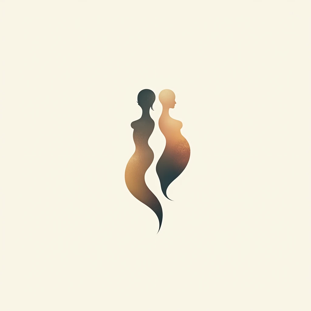 Design a logo for a beauty and wellness center that refers to integrated men and women and only the silhouette that shows 100% elegance