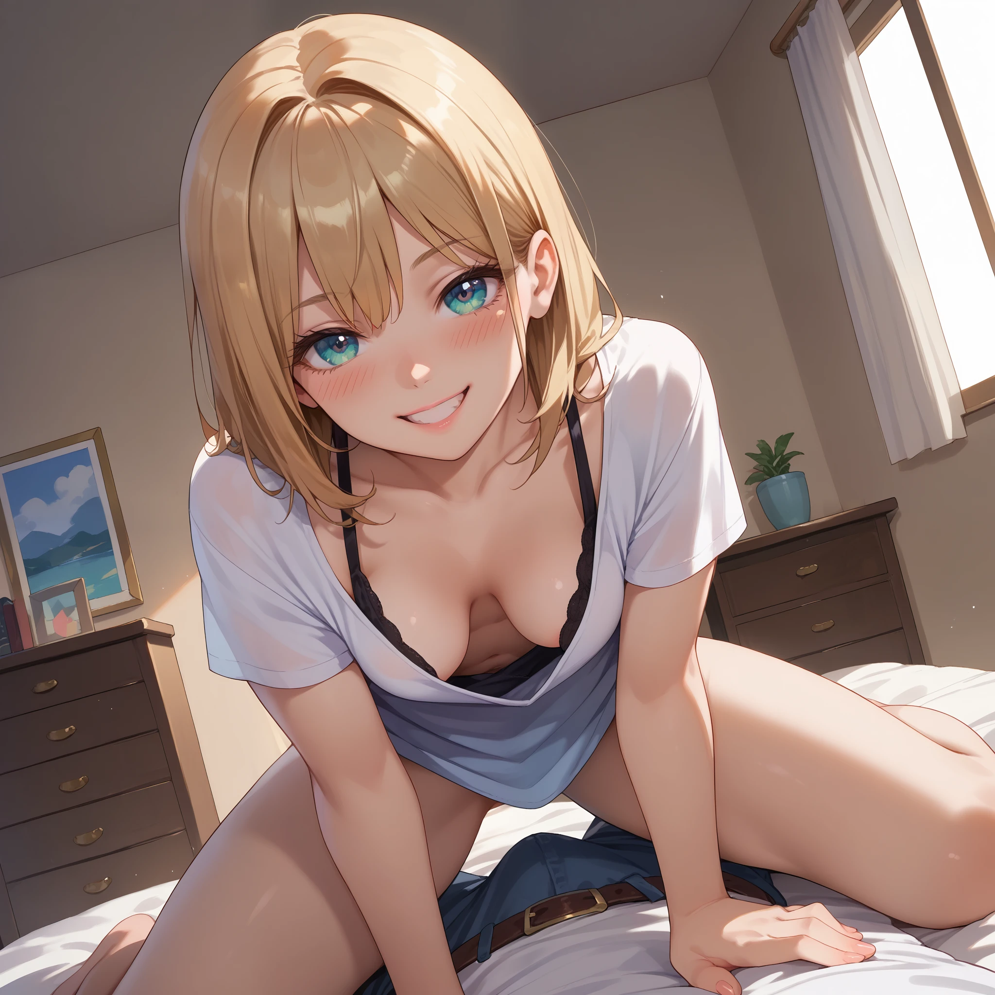 (masterpiece:1.2, best quality), (finely detailed beautiful eyes: 1.2), (extremely detailed CG unity 8k wallpaper, masterpiece, best quality, ultra-detailed), (masterpiece, best quality:1.2), 1girl, female, huge breasts, rounded breasts, shining breasts, perfect eyes, perfect face, perfect body, seductive, looking at viewer, cleavage, phSaber, phAltoria, yellow hair, naked, completely naked, barely naked, pink nipples, wear nothing, no clothes, no cloth, seductive, blush on face, sitting, bent over, suck penis, sucking penis, penis, large penis, penis in mouth BREAK 1boy, large penis, penis, big penis, licking penis