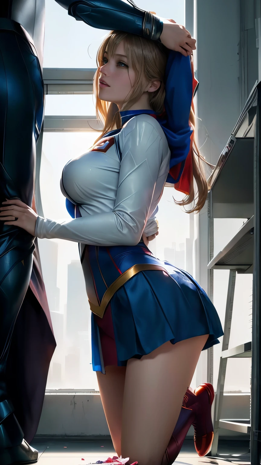 image of a supergirl in a supergirl costume is being fucked by a man, a hyper realistic supergirl, hyper realistic supergirl, realistic supergirl, seductive girl, beautiful anime high supergirl, NSFW, A supergirl gets on all fours in front of a man&#39;asterpiece, Best Quality, photographrealistic:1.4), (Shiny skin), (nffsw, 8K Wallpaper, High resolution), perfect anatomia, Cinematic lighting, Physically-based rendering, Award-winning, highly detailed skin, extra detailed face, Eyes with beautiful details, Carl Zeiss 85mm F/1.4, (((supergirl  and 1man, a couple, Habinan stands in front of a kneeling supergirl, Grab her head), Big , supergirls looking forward to seeing , (supergirl kneeling in front of guy:1.3), (tilting her head up), supergirl staring at , (supergirl in: Two very cute Asian girls, (Blonde long hair, bangs), medium breasts with cleavage, (View through thigh height), (supergirl with red skirt), pantyhose, (Obedient language), (1girl in: Nose red blush and mischief, eyelid, In the room in the middle of the night, (1man: nude, elderly, Hug her head, Stand in front of her, Grab her neck), Shot from diagonally forward, Open your mouth wide、red blush、Ashamed、School Uniform、2、()、Open your mouth wide、(she sucks the guy&#39;cock)(彼女はSchool Uniformを着たsupergirl)、((A blonde haired))、(Check Pleated Mini Skirt)、back lighting,