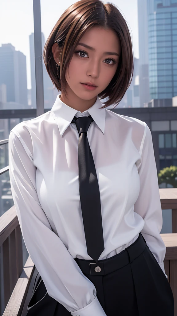 ((Highest quality、In 8K、masterpiece:1.3))、Sharp focus:1.2、Beautiful woman perfect body:1.4、Slim Abs:1.2、((Short Hair:1.2))、(trendy fashion in tokyo、shirt:1.1)、Background white、Wet body:1.5、Three-dimensional texture、Detailed eyes、(Brown Hair、Black Hair:1.2)、Very shiny hair、Backward view、Hair quality improvement、Handsome short、Short-haired blonde、No text、Lower text eraser