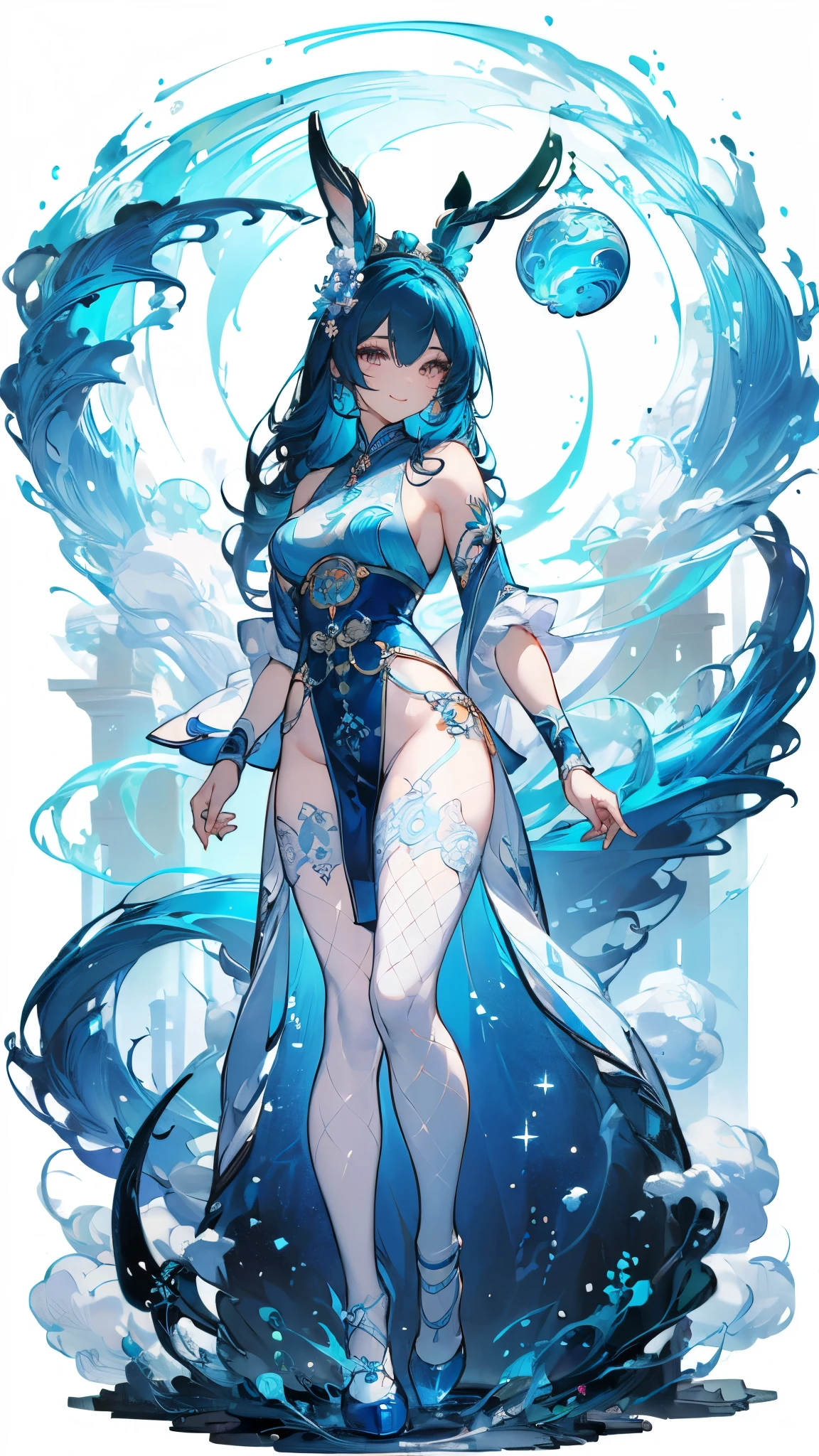 Anime characters with long black hair and black tights, anime woman fullbody art, full body concept, full-body xianxia, anime figure; Full-body art, Anime monster girl, Asian Woman Water Elemental, ( ( concept art of character ) ), full body adoptable, anime full body illustration, beautiful full-body concept art, full body concept art, water elemental,best quality,highly detailed,masterpiece,ultra-detailed,illustration,very_close_to_viewers,looking at viewer,day,beautiful detailed starry sky,cat,comic,in a meadow,grove,cute face