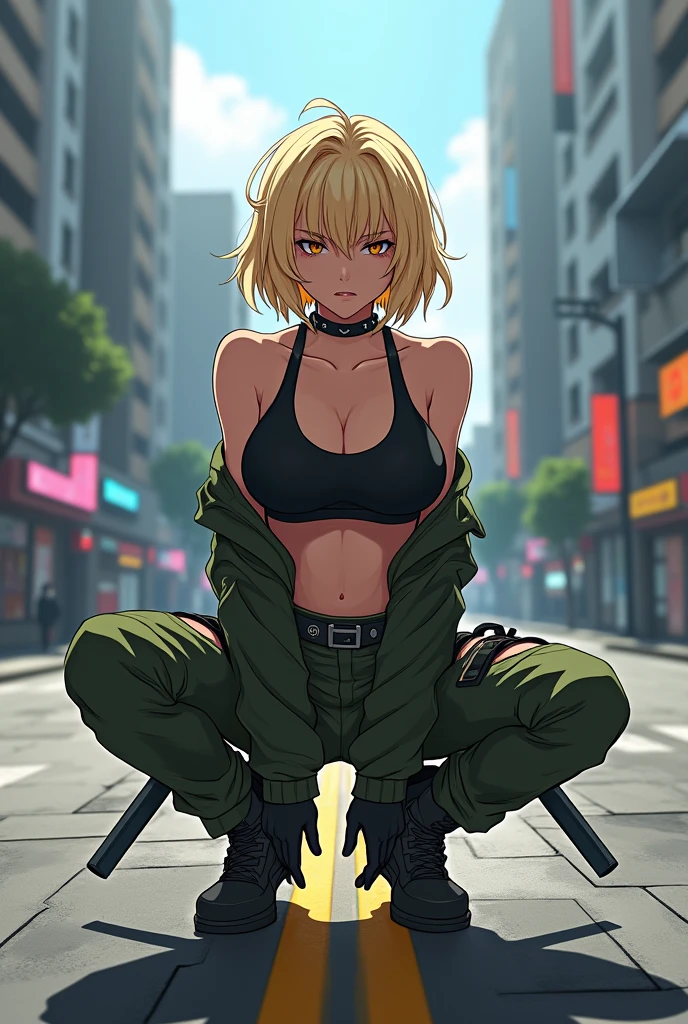 Masterpiece, Ultra extremely detailed, Insanely Definition - quality, 8k, (vibrant colors,vibrant theme), (intricate), full body , NSFW
1girl, full body, short curly blonde hair, muscular, very large, very defined body, big breasts, small waist, big ass, Streetwear, cargo pants, necklace, taiwan, street, night, depth of field, light eyes, big beautiful eyes, extremely detailed eyes,