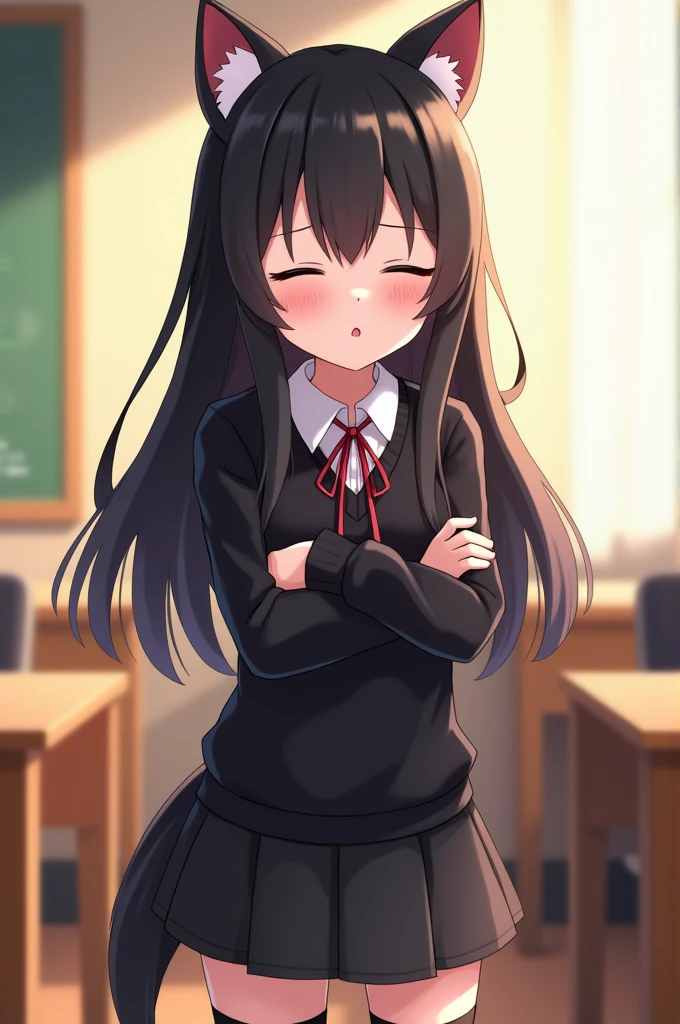 masterpiece,ultra detail,best quality,girl,petite,blush,ByouinjiYunnaãlong hair, blunt bangs, black hair, bangs, brown eyes,,tears,open mouth,in heat,outdoor,shy pose,crouch <lora:ByouinjiYunna:0.6> white blouse,miniskirt <lora:yudedako_v100:1>yudedako