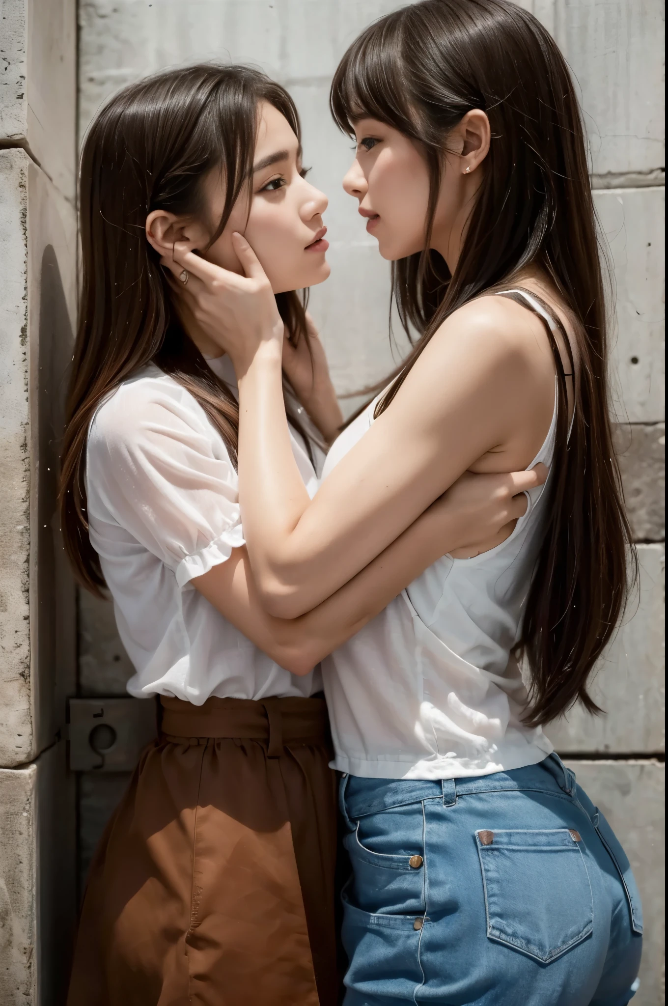 Two beautiful girls who are truly in love and kissing each other